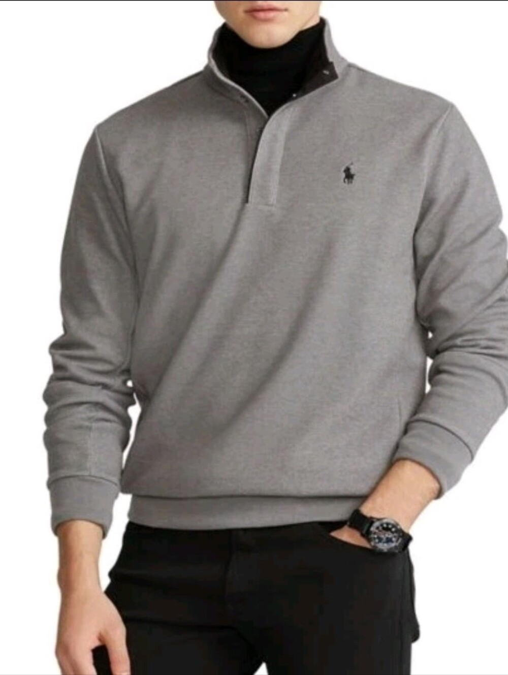 Double-Knit Quarter Snap Pullover
